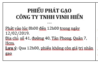 Tổng hợp các mẫu phiếu phát gạo từ thiện
