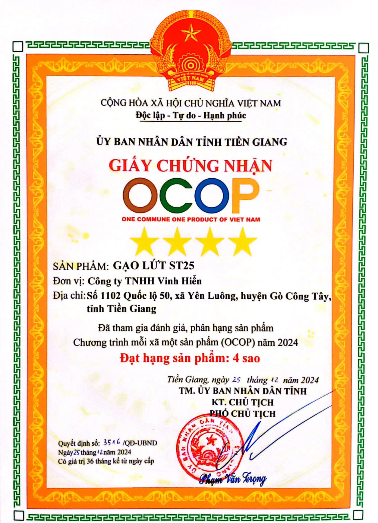 OCOP 4 sao — Gạo Lứt ST25
